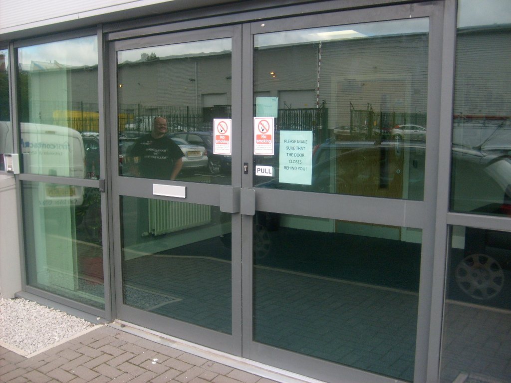 Aluminium double entrance doors on a commercial unit